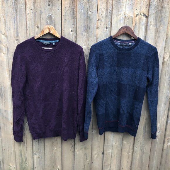 LOT OF 2 Ted Baker Wool Crewneck Sweaters Size 3 - Picture 1 of 4